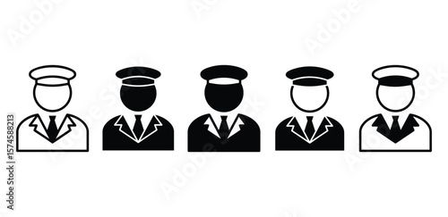 Simple Black And White Conductor Icons Vector Design Flat Illustration Sets