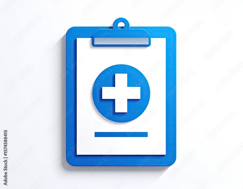 Blue clipboard with medical symbol Blue clipboard with medical symbol