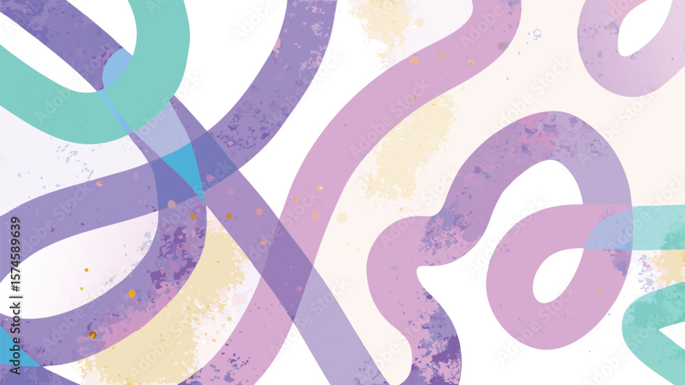 Obraz premium Abstract watercolor painting featuring winding lines in pastel colors on a white background