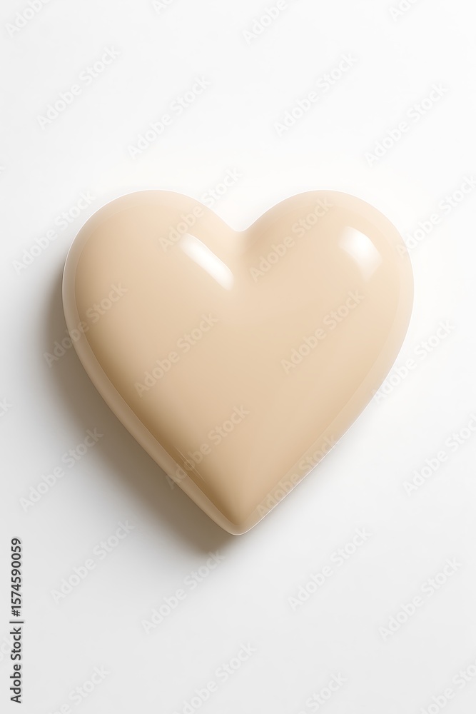 Obraz premium Beige heart form with smooth texture isolated on white background, evoking calm and gentle feelings.