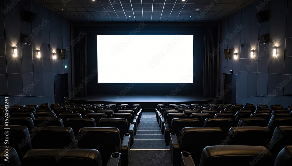 Fototapeta premium Empty movie theater, blank screen