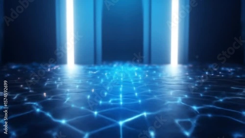 Wallpaper Mural Dynamic Blue Network Connection Forming Abstract Digital Surface and Structure Torontodigital.ca