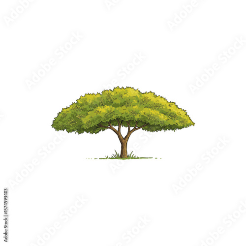 Colorful Icon of African Wattle Tree with No White