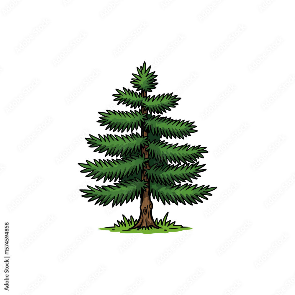 Obraz premium Colorful Icon of English Yew Tree with No White