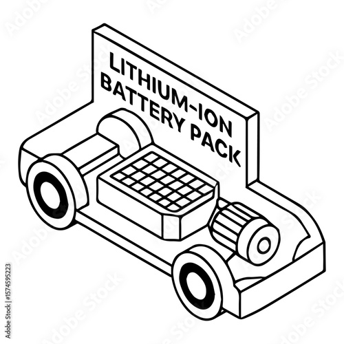 Lithium ion battery pack illustration for electric vehicle ev car power energy storage technology