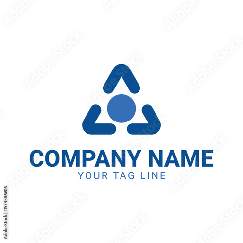 Geometric Company Logo Design Featuring Three Arrowheads Arranged Around a Central Circle Modern and Minimalist Logo Concept