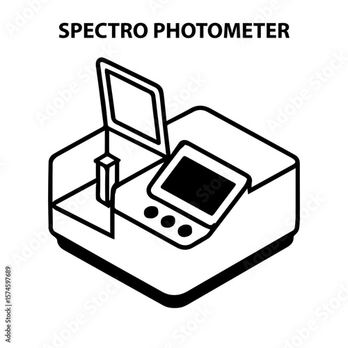 Spectrophotometer illustration for science lab equipment analysis and measurement instrument vector image