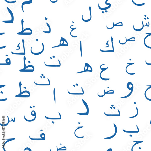 Seamless pattern with elegant and intricate Arabic, Persian alphabets, showcasing the beauty of writing with smooth and harmonious repetition