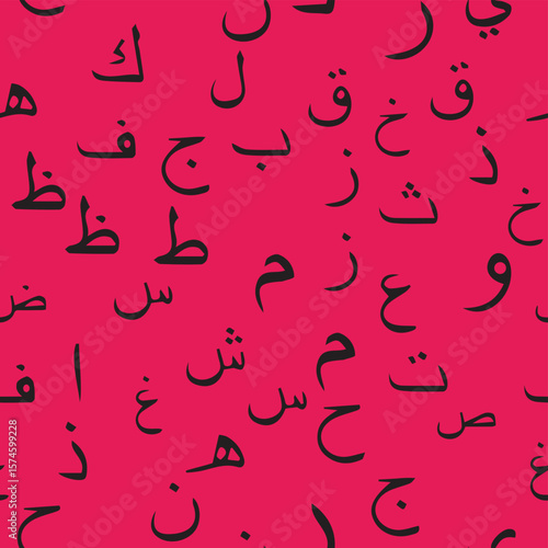 Seamless pattern with elegant and intricate Arabic, Persian alphabets, showcasing the beauty of writing with smooth and harmonious repetition