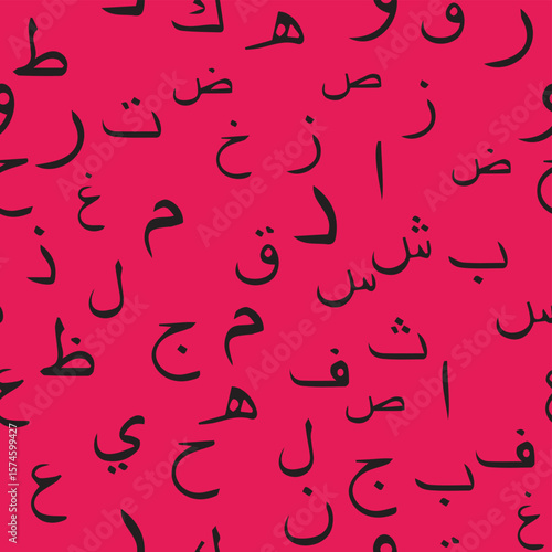 Seamless pattern with elegant and intricate Arabic, Persian alphabets, showcasing the beauty of writing with smooth and harmonious repetition