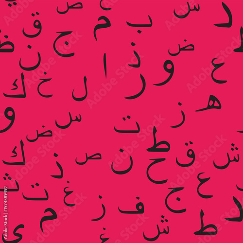 Seamless pattern with elegant and intricate Arabic, Persian alphabets, showcasing the beauty of writing with smooth and harmonious repetition