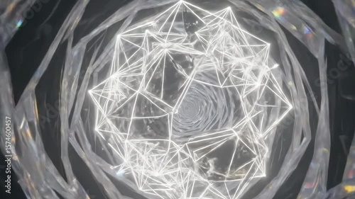 Iridescent Energy Geode with Geometric Shapes Animation