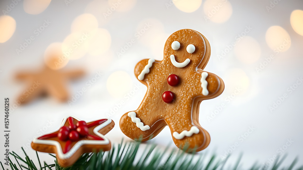 Gingerbread man cookie cutout glossy icing isolated xmas decoration Gingerbread man cookie cutout glossy icing isolated xmas decoration