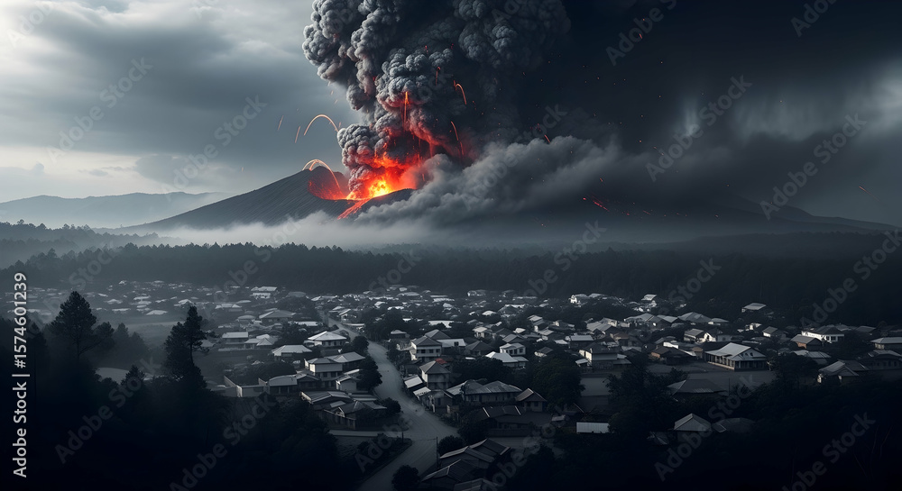 Fototapeta premium Volcanic Eruption Fiery Destruction