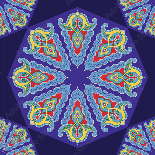 Geometric Seamless Pattern Arabesque. Decorative Asian Folk Seamless Pattern. Ethnic Ornament, Kyrgyz, Kazakhs, Bashkirs, Tatars, Yakut Mongols