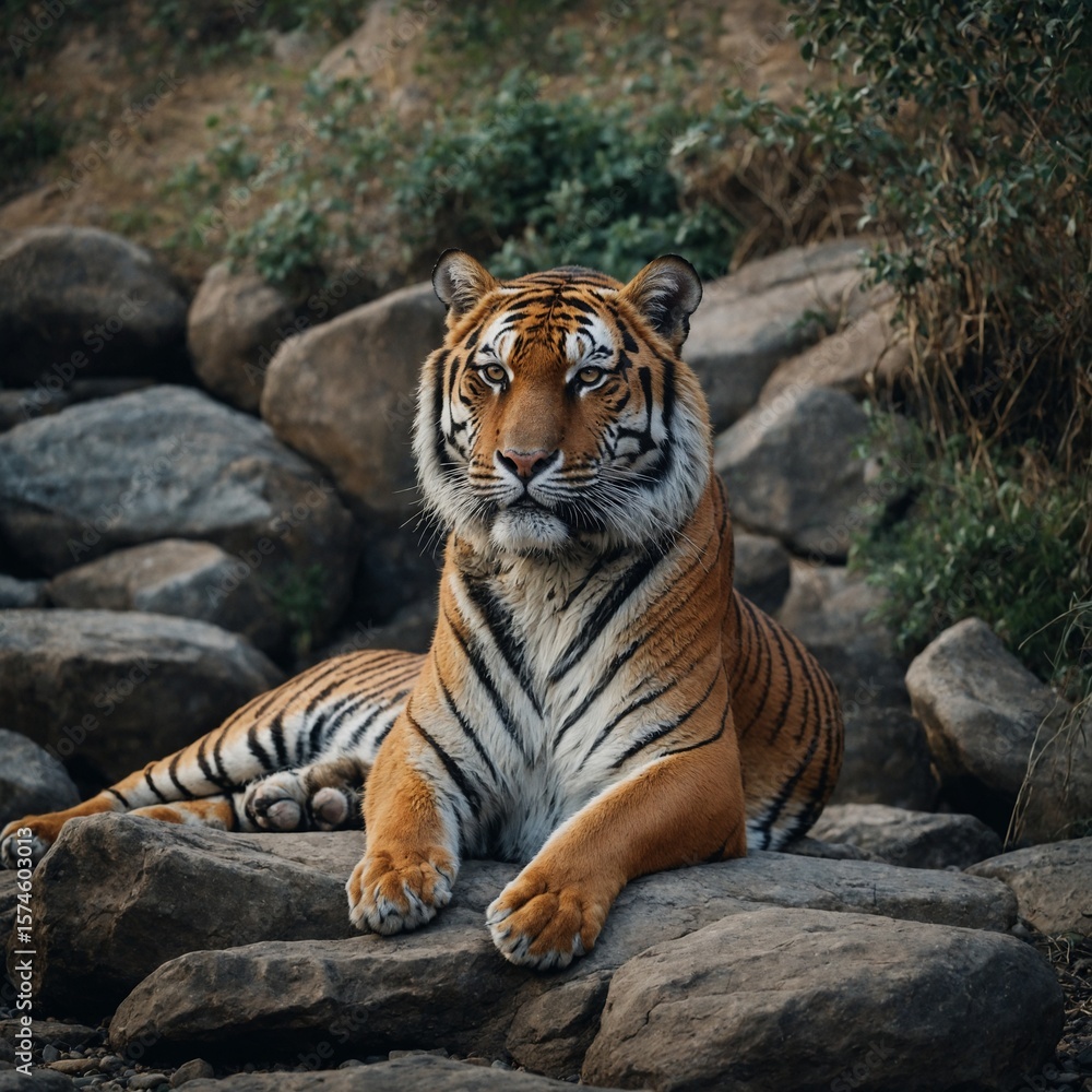 Obraz premium tiger on the rock