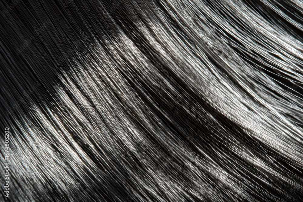 Obraz premium Close-up view of black hair strands.