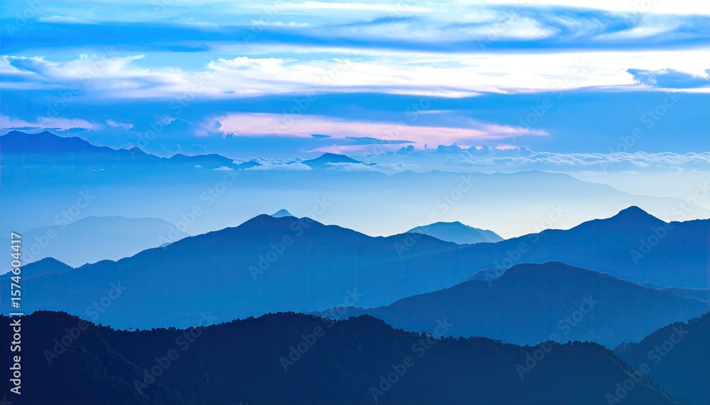 Obraz premium Misty mountain range at dawn