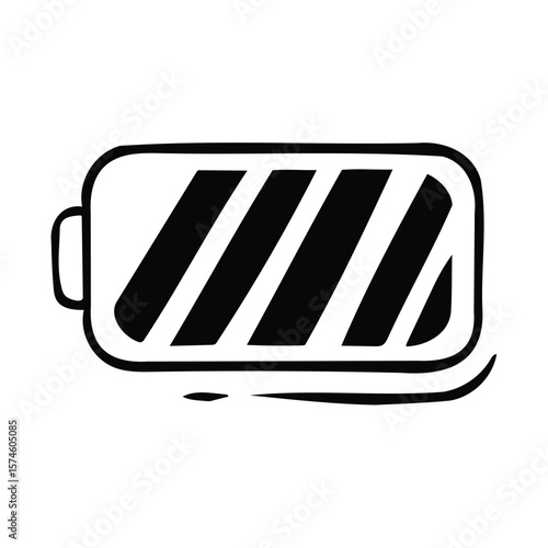 A hand drawn illustration of a battery with charge indicator