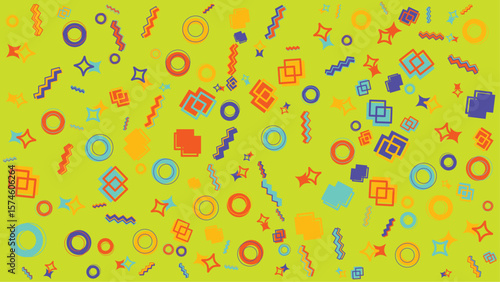 Vibrant 90s style geometric pattern. Vector illustration for presentation, creative project, and poster.