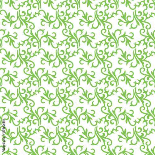 Islamic tulip, floral geometry. Tatar seamless pattern. Culture of the Tatar people, symbols of green and red