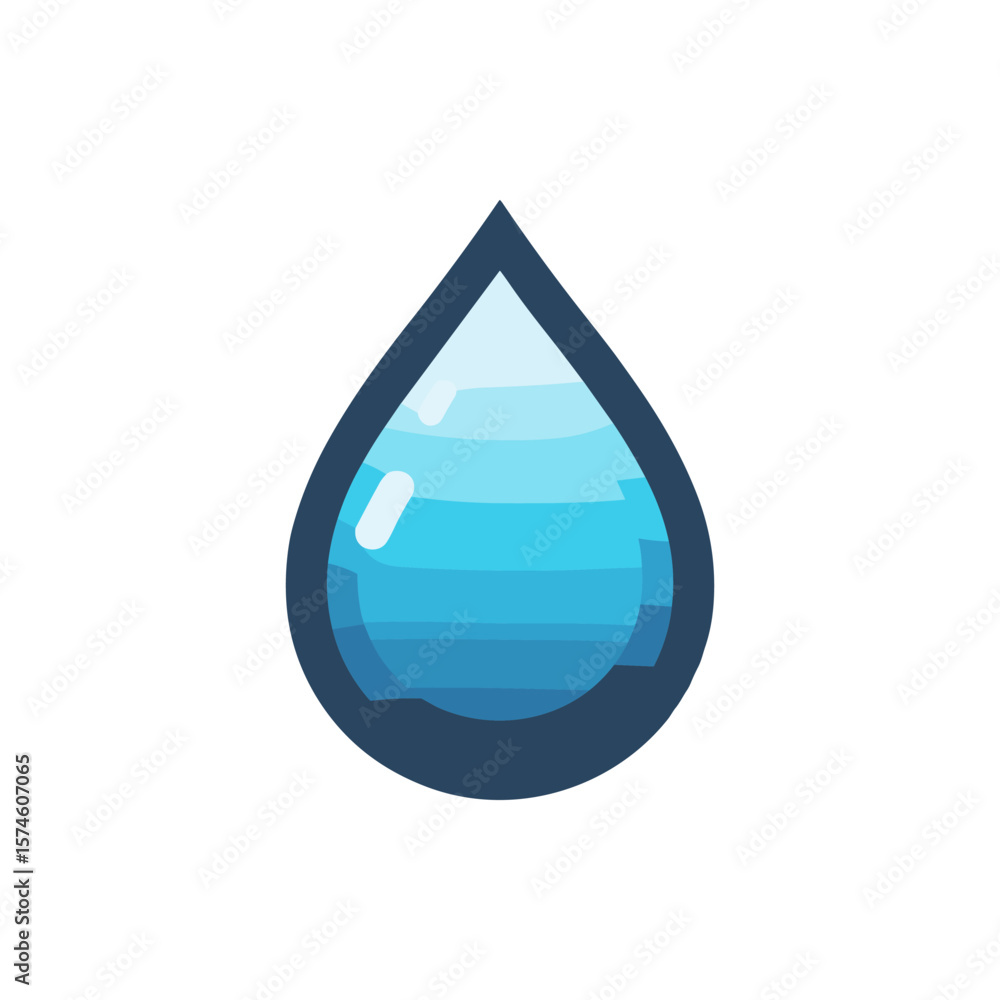A stylized blue water droplet icon with a glossy finish, set against a clean white background A stylized blue water droplet icon with a glossy finish, set against a clean white background