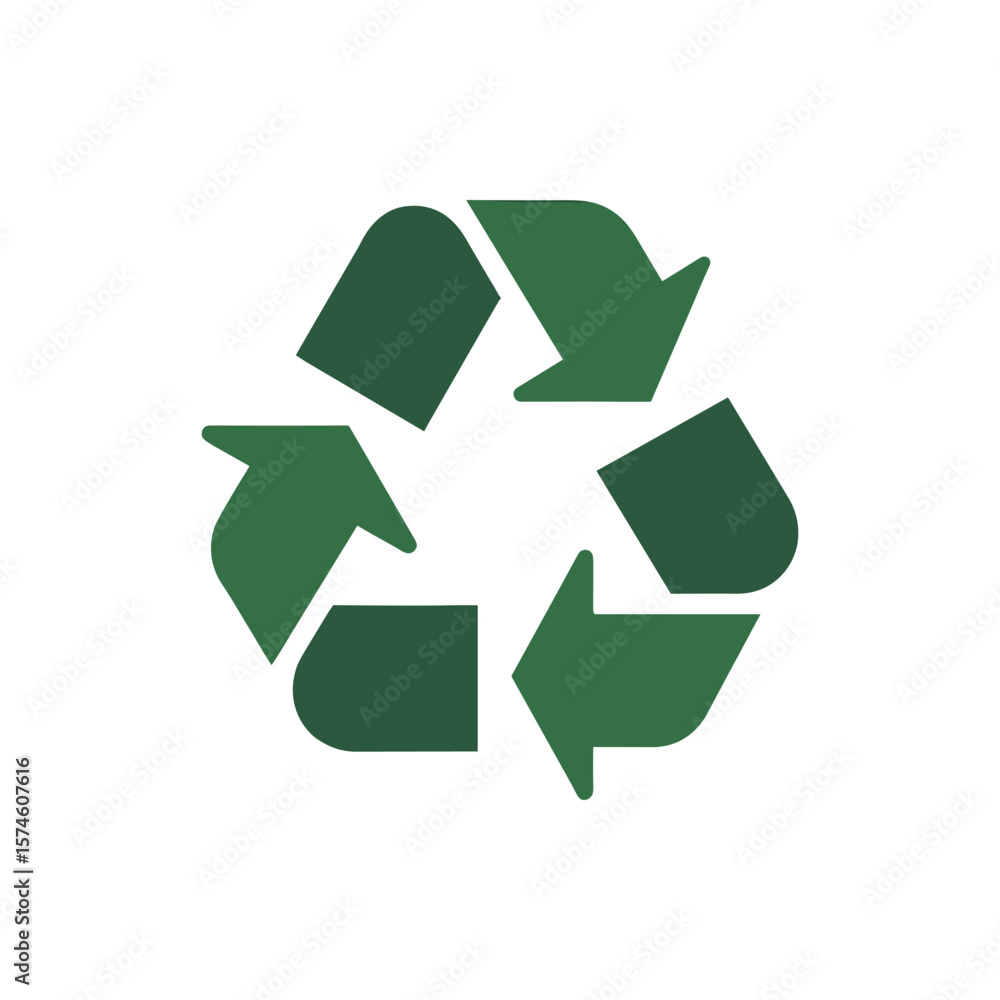 Obraz premium Green recycling symbol with arrows, representing sustainability and environmental awareness