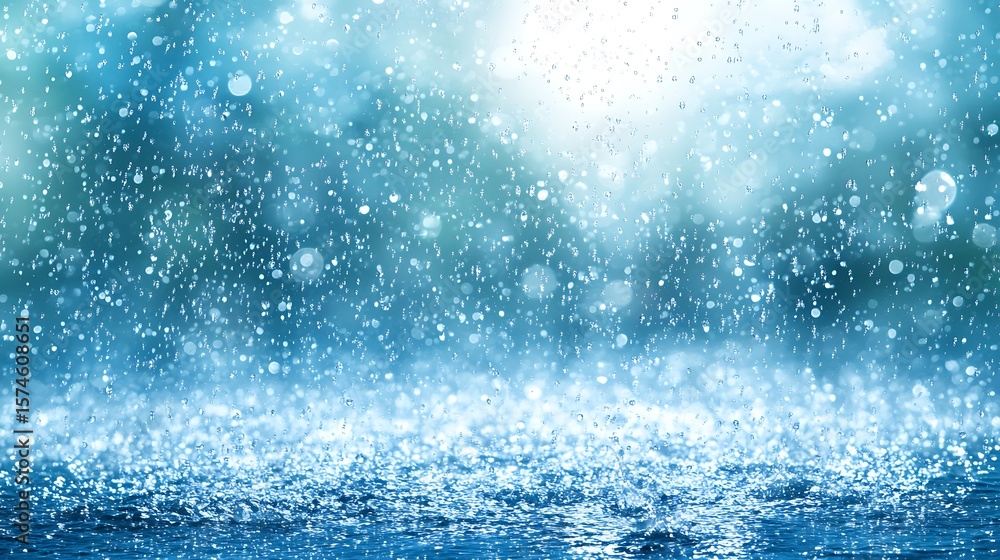 Obraz premium Water droplets falling in the rain.