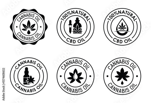 Cannabis Oil and CBD Oil Logos with Natural and Organic Themes for Branding and Marketing Purposes