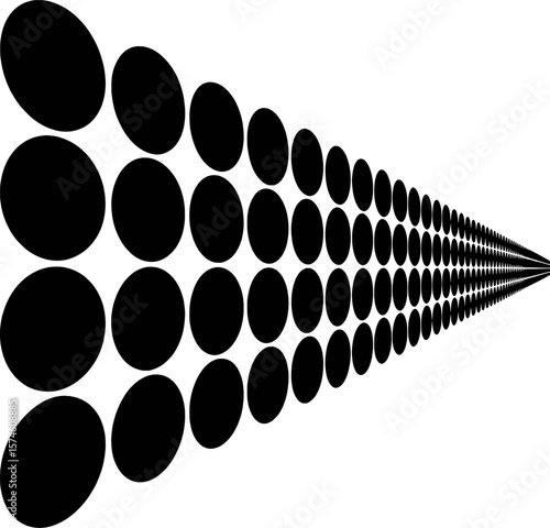 Black oval shapes receding into distance perspective pattern vector