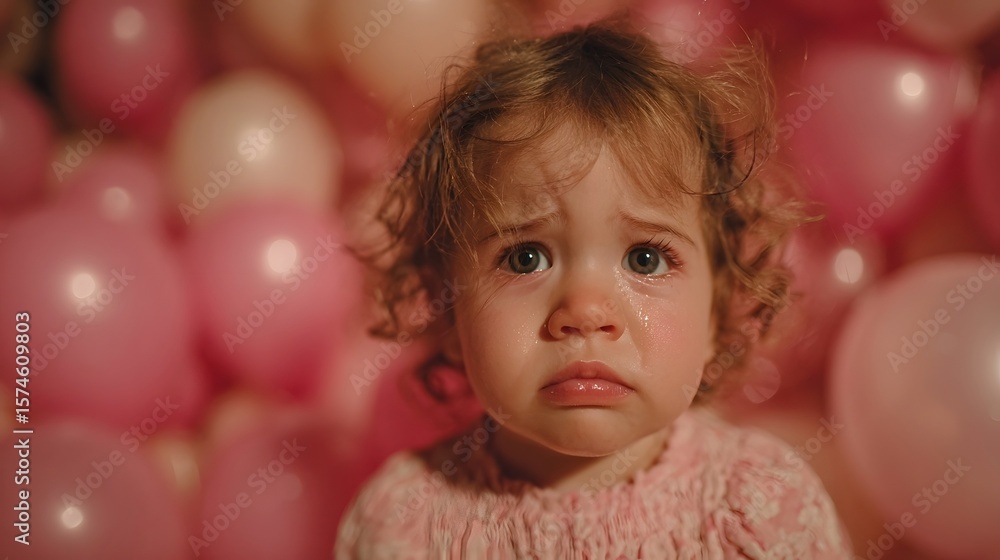 Fototapeta premium Tearful child at a birthday party