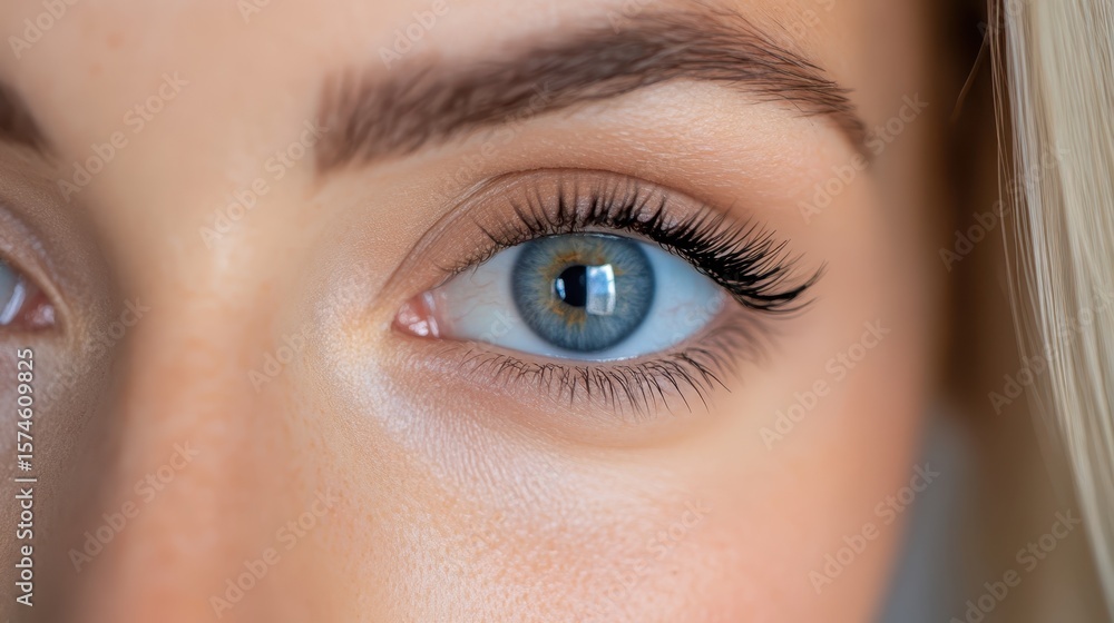 Obraz premium Captivating Close-Up. Stunning Blue Eye and Long Eyelashes in Sharp Detail