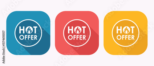 Colorful Hot Offer Icons on White Background Vector Set Promotion Graphic