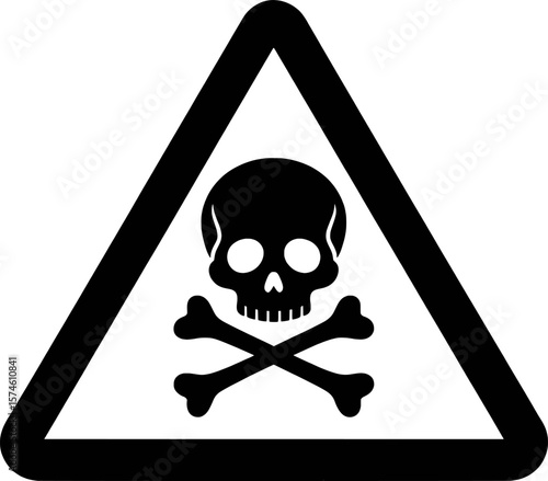 Black skull and crossbones warning symbol within a triangle danger