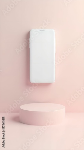 Modern smartphone with a clean design placed against a soft pink background for an elegant display
