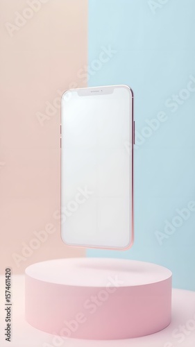 Modern smartphone with a clean design placed against a soft pink background for an elegant display