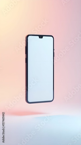 Modern smartphone with a clean design placed against a soft pink background for an elegant display