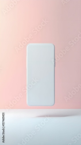 Modern smartphone with a clean design placed against a soft pink background for an elegant display