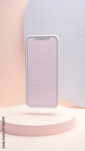 Modern smartphone with a clean design placed against a soft pink background for an elegant display