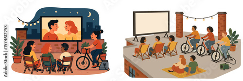 Outdoor movie night brings friends together for fun and laughter under the stars in a cozy setting