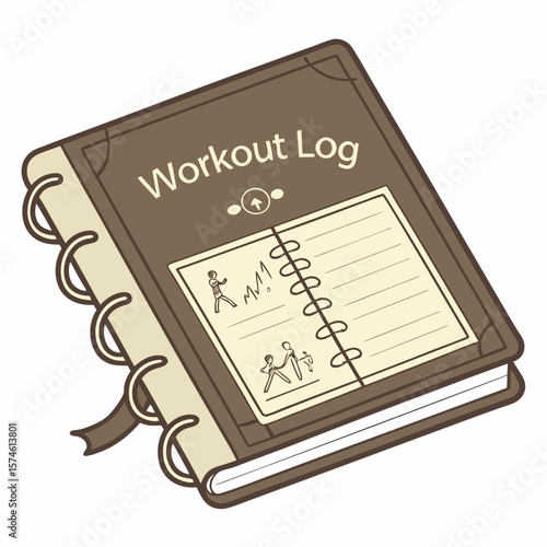 Brown workout journal with exercise sketches fitness log exercise book