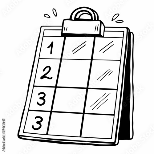 Scoreboard tracker with numbers and lines list