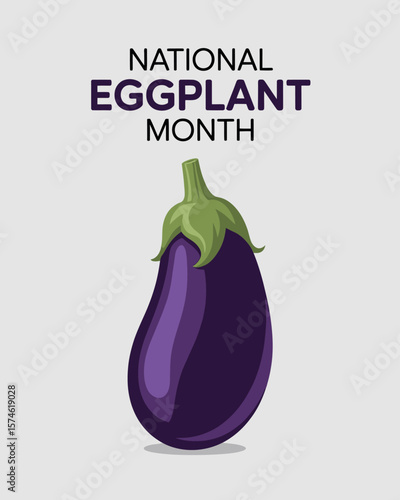 National Eggplant Month Minimalist Poster Funny Veggie Art
