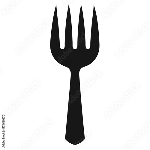Simple black silhouette of a fork with three tines