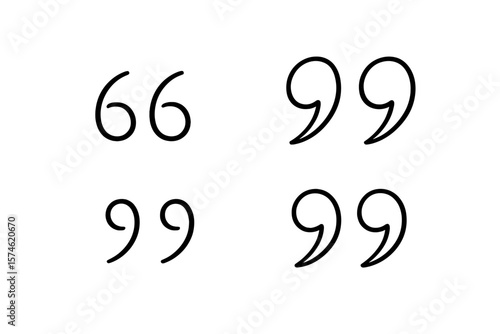 Different styles of quotation marks displayed in a simple arrangement for typography reference and design purposes