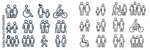 Diverse stick figures representing various activities and demographics in everyday life