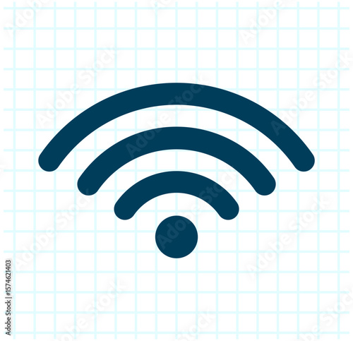  Wi-Fi signal icon on a grid background indicating wireless internet connectivity.