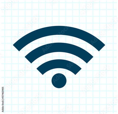  Wi-Fi signal icon on a grid background indicating wireless internet connectivity.