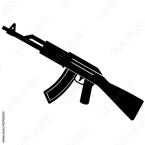 AKM Assault Rifle Isolated on White Background Design Illustration