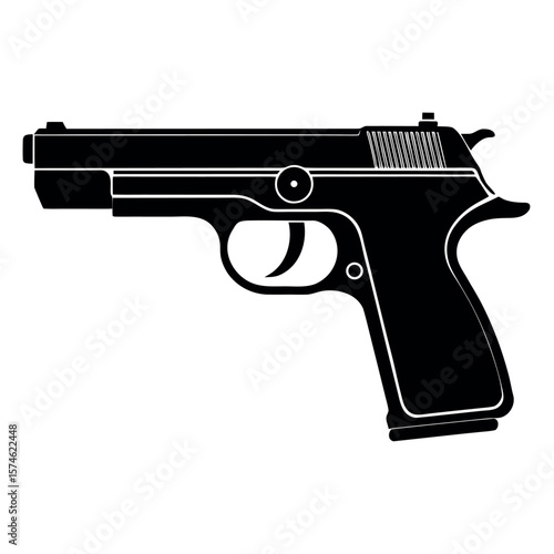 Beretta M9 Pistol Illustration Isolated on White Background Design Asset